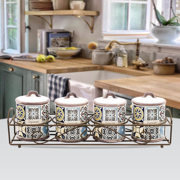 Prieskonių indelių rinkinys Maestro "Raštas" 4+1dalių