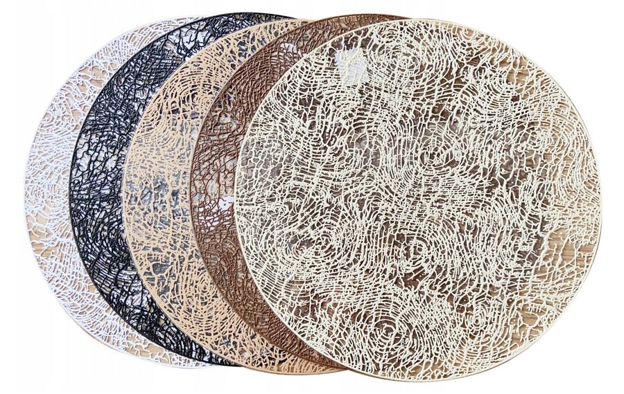 Dvipusis padėkliukas ant stalo apvalus "Raštas" 38cm.